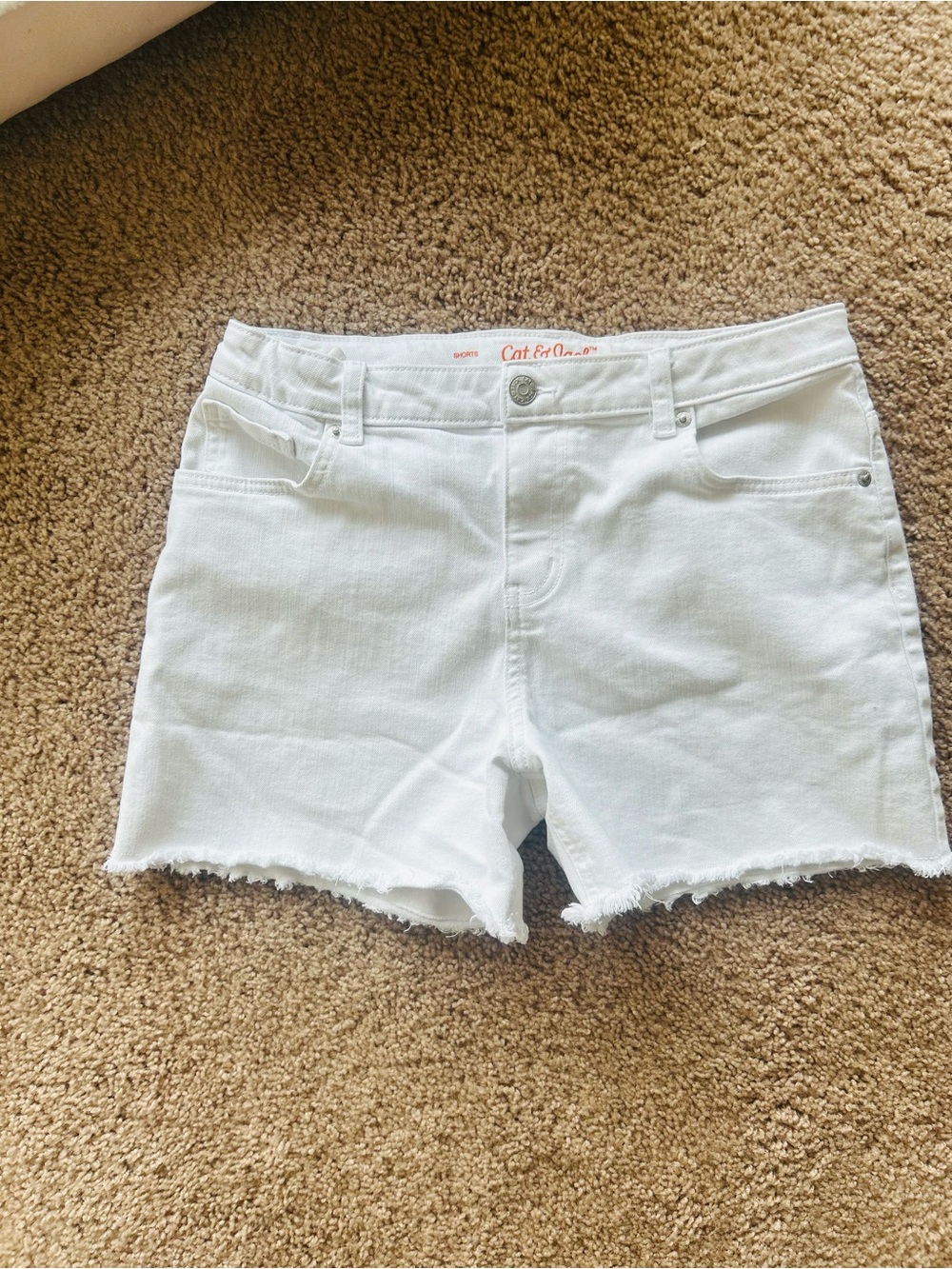 Cat & Jack White Frayed Hem Denim Shorts girls xxl